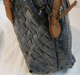 Sondra Roberts Blue Woven Leather Satchel