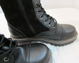 Madden Girl Black Leather Lace Up Boots