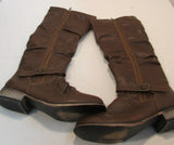 Decree Brown Faux Leather Tall Boot with Bronze Hardware