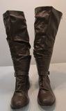 Decree Brown Faux Leather Tall Boot with Bronze Hardware