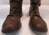 Decree Brown Faux Leather Tall Boot with Bronze Hardware