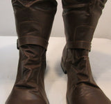 Decree Brown Faux Leather Tall Boot with Bronze Hardware