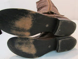 Decree Brown Faux Leather Tall Boot with Bronze Hardware