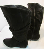 Lower East Side Black Suede Faux Leather Tall Boot