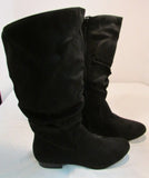Lower East Side Black Suede Faux Leather Tall Boot