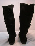 Lower East Side Black Suede Faux Leather Tall Boot