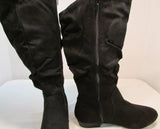 Lower East Side Black Suede Faux Leather Tall Boot