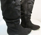 Lower East Side Black Suede Faux Leather Tall Boot