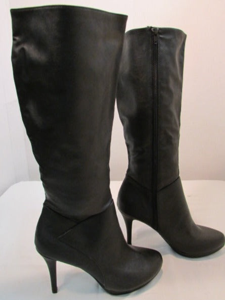 Fioni Black Faux Leather Tall Heel Boot