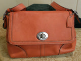 Coach Coral Red Pebble Leather Crossbody Handbag