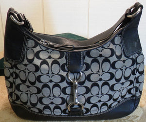 Coach Signature Hamptons Black and grey Large Hobo