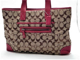 Coach Signature Khaki, Tan and Red Jacquard Leather Purse