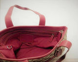 Coach Signature Khaki, Tan and Red Jacquard Leather Purse