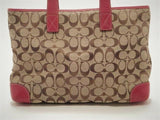 Coach Signature Khaki, Tan and Red Jacquard Leather Purse