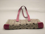 Coach Signature Khaki, Tan and Red Jacquard Leather Purse