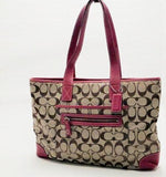 Coach Signature Khaki, Tan and Red Jacquard Leather Purse