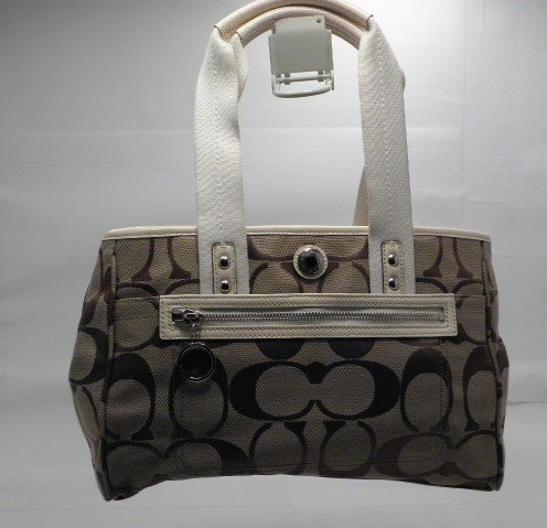 Coach Signature Tan with Brown Daisy Shoulder Bag