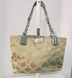 Coach Madison Op Art Signature Tote Khaki/Gold