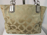 Coach Madison Op Art Signature Tote Khaki/Gold