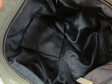 Coach Madison Leather Spectator Shoulder Bag Olive Green/Cream with Black and Gold Trim.