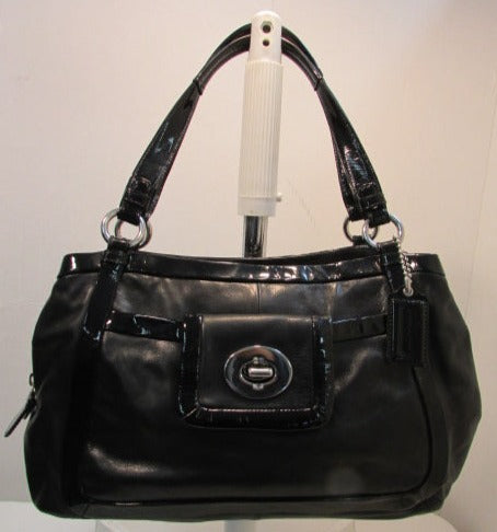 Coach Cricket Black Leather Large Shoulder Bag