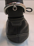 Coach Black Leather with White Stitching Small Hobo