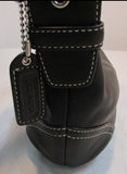 Coach Black Leather with White Stitching Small Hobo