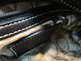 Coach Black Leather with White Stitching Small Hobo