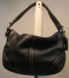 Coach Black Leather with White Stitching Small Hobo