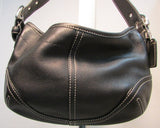 Coach Black Leather with White Stitching Small Hobo