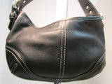 Coach Black Leather with White Stitching Small Hobo