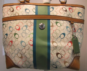 Coach Multi-Colored Signature Stripe Chelsea Purse