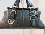 Coach Black Pebble Leather Chelsea Turnlock Satchel