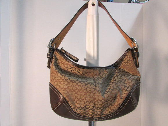 Coach Signature Brown Hobo Shoulder Bag.