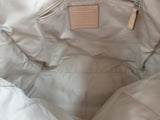 Coach Silver and Tan Leather Tote with Silver Hardware