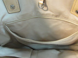 Coach Silver and Tan Leather Tote with Silver Hardware