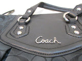 Coach Ashley Black Signature Sateen Pleated Convertible Satchel