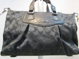 Coach Ashley Black Signature Sateen Pleated Convertible Satchel