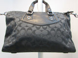 Coach Ashley Black Signature Sateen Pleated Convertible Satchel
