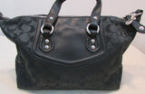 Coach Ashley Black Signature Sateen Pleated Convertible Satchel