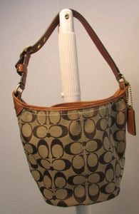 Coach Bleeker Tan Canvas Small Bucket Purse