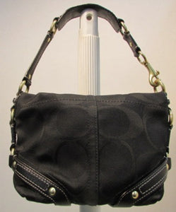 Coach Black Classic C Signature Canvas Leather Trim Mini Bucket Bag