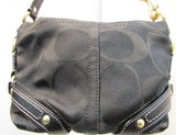 Coach Black Classic C Signature Canvas Leather Trim Mini Bucket Bag