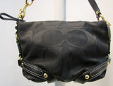 Coach Black Classic C Signature Canvas Leather Trim Mini Bucket Bag