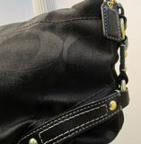 Coach Black Classic C Signature Canvas Leather Trim Mini Bucket Bag