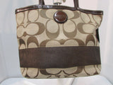 Coach Tan and Brown Signature Stripe Tote