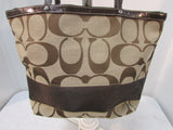 Coach Tan and Brown Signature Stripe Tote