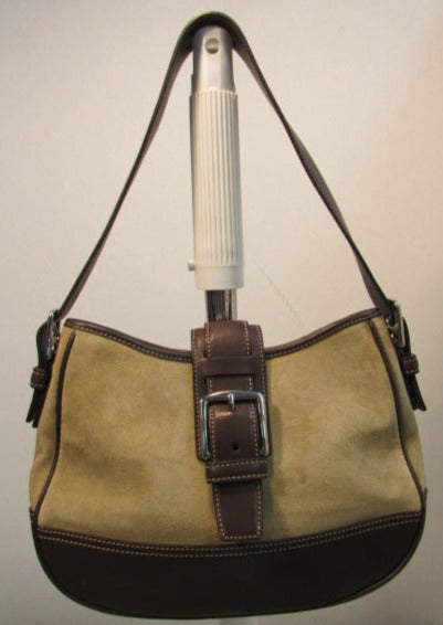 Coach Hampton Camel Suede Shoulder Bag