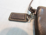 Coach Brown Leather Wristlet with Silver Hardware