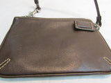 Coach Brown Leather Wristlet with Silver Hardware